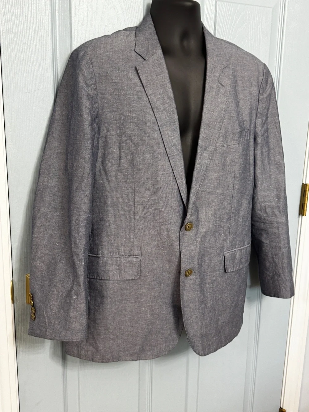 J Crew Ludlow Slim Chambray Blue Irish Linen Ctn Blazer Jacket 42 R Baird McNutt - Picture 1 of 7